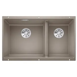 Blanco Subline 430/270-U links Unterbau granit tartufo Handbetätigung 755 x 460 mm