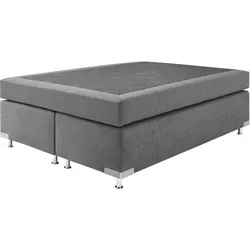 Boxspringbett "Holland", grau, B:142cm L:201cm, Microvelours (100% Polyester), WESTFALIA SCHLAFKOMFORT, Komplettbetten, Boxspringbett, ohne Kopfteil, frei im Raum stellbar