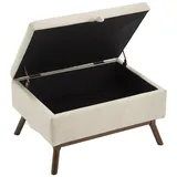 OKWISH Schuhbank Ablagebank Truhenbank mit Stauraum (Mid-Century Moderne Quadratische Ottomane mit Stauraum – Multifunktionale Bank aus Massivholz, Ideal als Couchtisch, Fußhocker oder Sitzgelegenheit für Wohnzimmer, Eingangsbereich & Familienzimmer – Handgefertigt & Praktischer Stauraum mit Kindersicherung) beige