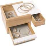 Umbra Stowit Mini Schmuckkasten - moderne Schmuck Box mit Geheimfächern für Ringe, Armbänder, Uhren, Halsketten, Ohrringe und Accessoires, Holz