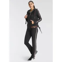 H.I.S. Trainingsanzug H.I.S, Damen, Gr. 38, rosa (schwarz, rose, gold), Obermaterial: 94% Polyester, 6% Elasthan, Basic schmal, Sportanzüge Trainingsanzug, Softes, schnell trocknendes Stretchmaterial für hohen Komfort