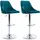 WAHSON OFFICE CHAIRS 2er Set Barhocker Aus Samt Bistrohocker Mit Rücklehne Barstuhl Höhenverstellbar Für Kücheninsel, Blau