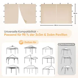 Sekey Seitenwände für Pavillon 3x3 2 Stück Khaki 3 x 3 m