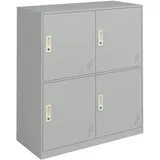 [en.casa] Schließfachschrank 4 Türen Metall 100 x 90 x 40 cm Lichtgrau abschließbar