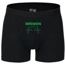 multifanshop Boxershorts Bremen - Herzschlag schwarz/grün L
