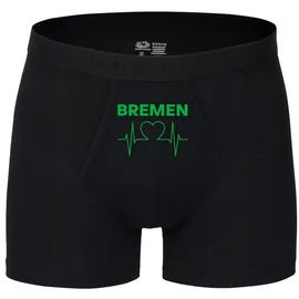 multifanshop Boxershorts Bremen - Herzschlag schwarz/grün L