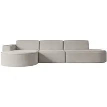 altdecor Ecksofa Hellbraun, Textil, 3-Sitzer, Ottomane links, L-Form Corner Sofa Bett Eckcouch Couch Wohnlandschaft Cauchsofa MARI-L2 - Couches, Wohnlandschaften, Ecksofas