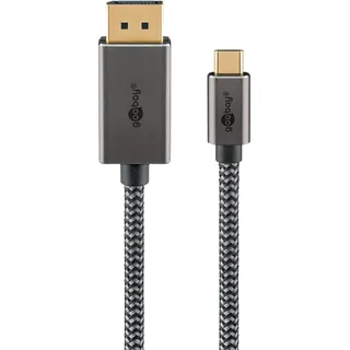 goobay USB-C zu DisplayPort Kabel 1 m Schwarz/Silber