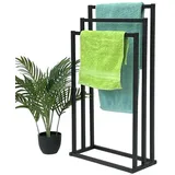 DanDiBo Ambiente DanDiBo Handtuchhalter Stehend Schwarz Metall KW449 3-armig Badetuchhalter mit 3 Handtuchstangen Badezimmer Badezimmermöbel Modern