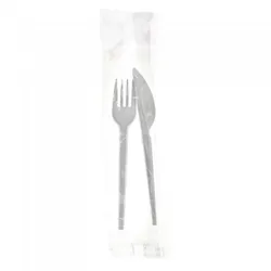 500 Stk. Pack mit recycelbaren weißen PS-Besteck (Gabel und Messer) Ref 3270
