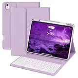GKABXY Hülle mit Tastatur für iPad A16 11 Generation 2025/10 Generation 2022 (11/10.9 Zoll) 7 Farben Beleuchtete Magnetische Abnehmbare Tastatur hülle mit Stifthalter für iPad 11./10. Gen, Lavendel