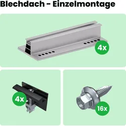 Blechdach Montage-Komplettset für Balkonkraftwerk & Solaranlagen