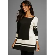 LAURA SCOTT Longpullover mit geometrischem Jacquardmuster schwarz 42