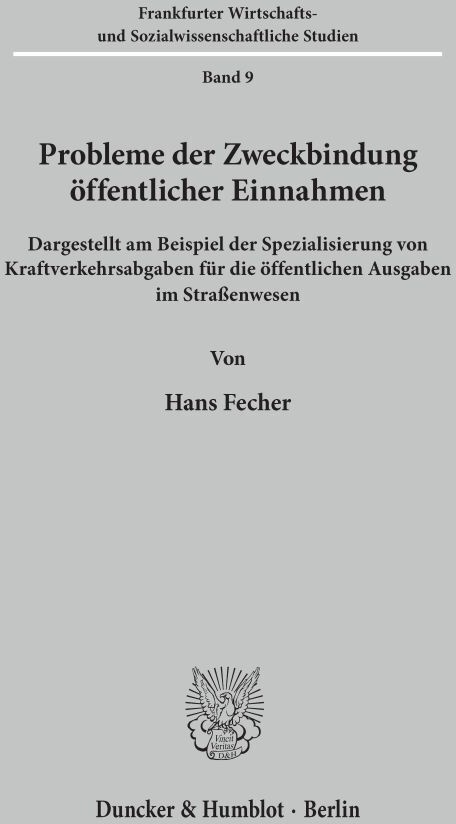 Probleme Der Zweckbindung Öffentlicher Einnahmen. - Hans Fecher  Kartoniert (TB)
