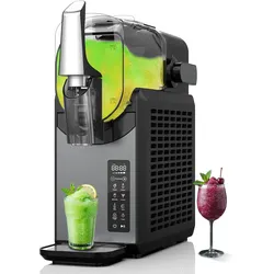 Slush-Eismaschine 2,6L mit 12h Kühlung & 24h Startverzögerung 2,6 l, 220 W, 5 voreingestellte Programme + einstellbare Konsistenz, leiser Betrieb