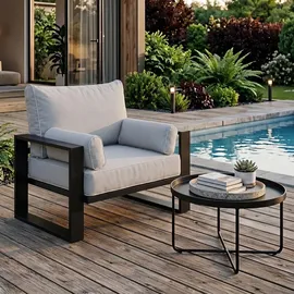 beautysofa VERDINO Garten-Lounge-Set 3-Sitzer Sofa + Sessel + Sessel beige/grau