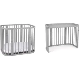 Waldin Babybett 5in1, Beistellbett aus Holz, Matratze, Belüftet