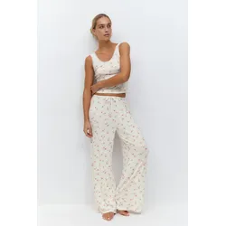 Gina Tricot - drawstring wide trousers - schlaghosen - Weiß - M - Dame - Weiß - M