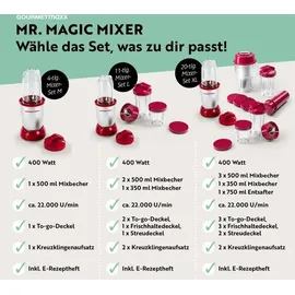 GOURMETmaxx Mr. Magic Standmixer silber/rot 4 tlg. 400 W