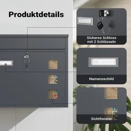 Wiltec Briefkasten V12 Anthrazit
