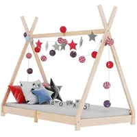 vidaXL Kinderbett mit Himmel Kiefer 70 x 140 cm braun