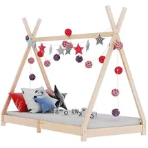vidaXL Kinderbett mit Himmel Kiefer 70 x 140 cm braun
