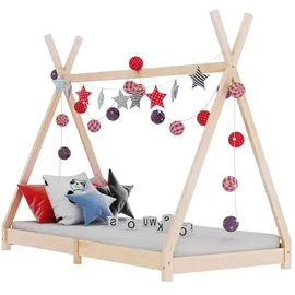 vidaXL Kinderbett mit Himmel Kiefer 70 x 140 cm braun