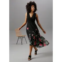 Aniston SELECTED Sommerkleid Floral Schwarz/Rot/Grün 38