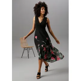 Aniston SELECTED Sommerkleid Floral Schwarz/Rot/Grün 38