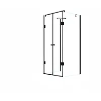 Glaszentrum Hagen Ares U-Duschkabine mit Drehtür rechts 80 x 195 cm ESG Glas schwarz