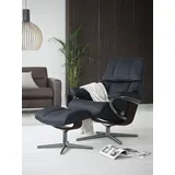 Stressless Stressless® »Reno«, (Set, Relaxsessel mit Hocker), mit Hocker, mit Cross Base, Größe S, M & L, Holzakzent Braun blau