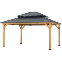 Sunjoy Zedernholz Gazebo 3,9 x 4,5 m Dunkelgrau