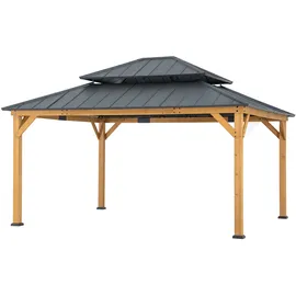 Sunjoy Zedernholz Gazebo 3,9 x 4,5 m Dunkelgrau