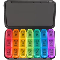 Doruimi Tablettenbox 7 Tage Morgens Mittags Abends, wöchentliche Pillendose 7 Tage 3 Kompartimente mit Einfacher Offenem Design für Medikamente, Vitamine, Fischöl, Nahrungsergänzungsmittel - Schwarz