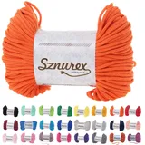 Makramee Garn 5mm x 100m Baumwollschnur Garn für Makramee-Schnur über 50 Farben Oeko-TEX Zertifiziert Baumwollkordel, Baumwollgarn mit Polyesterkern für DIY (Orange, 5mm/100 Meter)