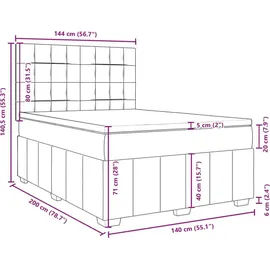 vidaXL Boxspringbett mit Matratze Taupe 140x200 cm Stoff