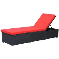 Furnicato Sonnenliege mit Auflage Poly Rattan Schwarz,