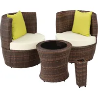 Tectake tectake® Rattan Sitzgruppe Nizza mit Aluminiumgestell, - Braun