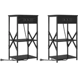 vidaXL Nachttisch mit Regal 2 pcs Schwarze Eiche 41 x 31 x 76 cm Holzwerkstoff