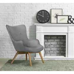 Sessel ANDAS "Nicko", grau, B:71cm H:96cm T:86cm, 100% Polyester, Sessel, Design-Sessel Einzelsessel Sessel mit Hocker Lounge-Sessel, wahlweise mit und ohne Hocker