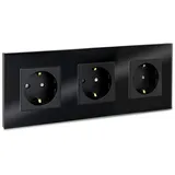 Navaris Schuko-Steckdose 3-fach Schwarz 1 St.