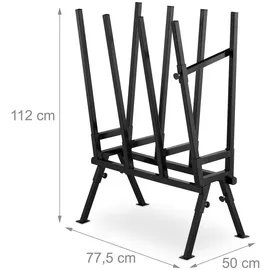 Relaxdays Sägebock, 200 kg, Sägegestell für Kettensägen, Stabiler Stahl, HBT: 112x77,5x50 cm, schwarz