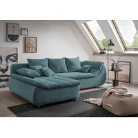 Ecksofa INOSIGN "Imola elegant und bequem, aktuelle Steppung im Sitz, L-Form", blau (petrol), B:270cm H:90cm T:170cm, Microfaser PRIMABELLE (100% Polyester) / Struktur (82% Polyester, 9% Viscose, 7% Baumwolle, 2% Nylon), Kunstleder SOFTLUX / Struktur (82% Polyester, 9% Viscose, 7% Baumwolle, 2% Nylon), Sofas, wahlweise mit Bettfunktion