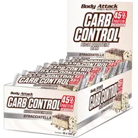 Body Attack Carb Control Stracciatella - 15 x 100 g Riegel - Fitness Protein Riegel mit mehr als 45% Eiweiß aus Milch- und Molkenisolat - Mit Vitamin B1, B2, B6, B12, Folsäure & Niacin - zuckerarm