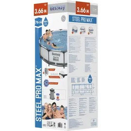 BESTWAY Steel Pro MAX Swimmingpool-Set 366 x 76 cm inkl. Filterpumpe