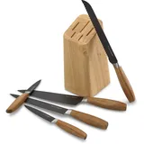 Echtwerk Classic Edition, Messerblock Set aus hochwertigem Stahl, 6-teiliges Messerset mit Holzblock aus Pakkaholz, Küchenmesser-Set, Spezialstahl, Extrem scharf, Black-Edition