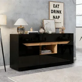 modfu Sideboard 140 x 70 x 40 cm Schwarz