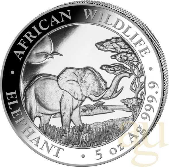 5 Unzen Silbermünze Somalia Elefant 2019