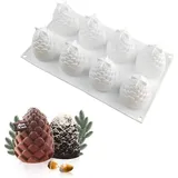 LATRAT Silikon-Gitterform im Zapfen-Design, Tannenzapfen 3D Mousse Form für Weihnachten, Verzieren Kuchen, Gelee, Süßigkeiten, Schokolade, Seife, Eiswürfel Usw, Weiß