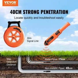 Vevor Leitungsverstopfungsdetektor 30m Kabel Erkennungsentfernung 0–40cm/0–15cm